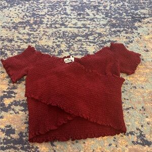 Hollister Red Off-Shoulder Smocked Top